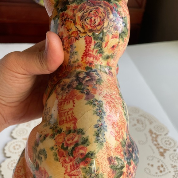 Floral Patterned Decoupage Vintage Cat Decor - Picture 8 of 16